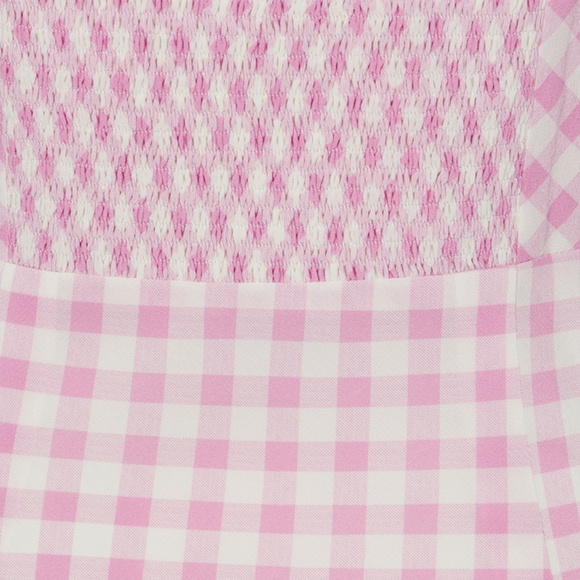 NWT Realisation Par Elsa Silk Midi Dress in Pink Gingham Size Medium M - Picture 4 of 11